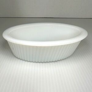 Vintage Milk Glass Ramekin Fluted Outside Edge Oval